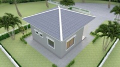 21×21 Feet One Bed 1 Bath House Plans 6.5×6.5 Meter Hip roof PDF (A4 Hard Copy)