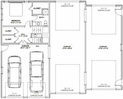 60×48 Apartment with 2-Car 2-RV Garage – PDF FloorPlan – 1,604 sqft – Model 1B