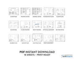 32′ x 32′ Modern Vacation Cabin Architectural Plans 1363SF – PDF Download