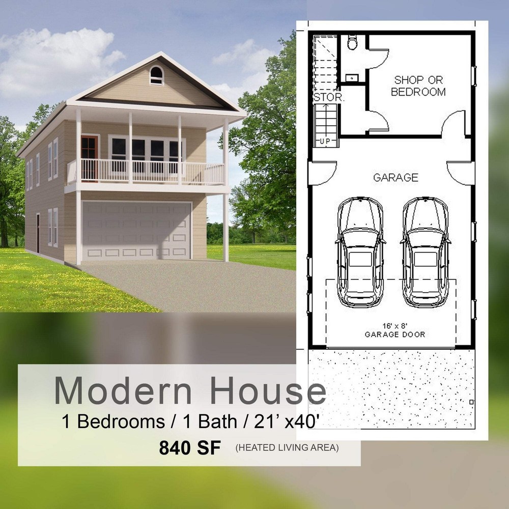 Narrow Cypress I Two level (21×40′) Custom House Plans and Blueprints
