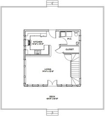 24×24 House — 2 Bedroom — 1.5 Bath 1,038 sq ft — PDF Floor Plan — Model 3H