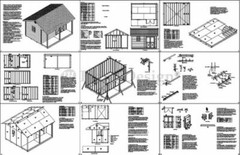 14′ X 16′ Storage Shed Plans, Backyard Cabin or Cottage Building, # P51416