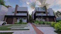BLUEPRINTS MODERN MULTIFAMILY 3-STORY DUPLEX HOME PLAN ARCHUP #109