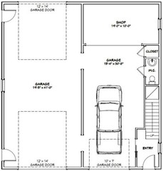 40×42 Apartment with 1-Car 1-RV Garage – PDF FloorPlan – 1,101 sqft – Model 4