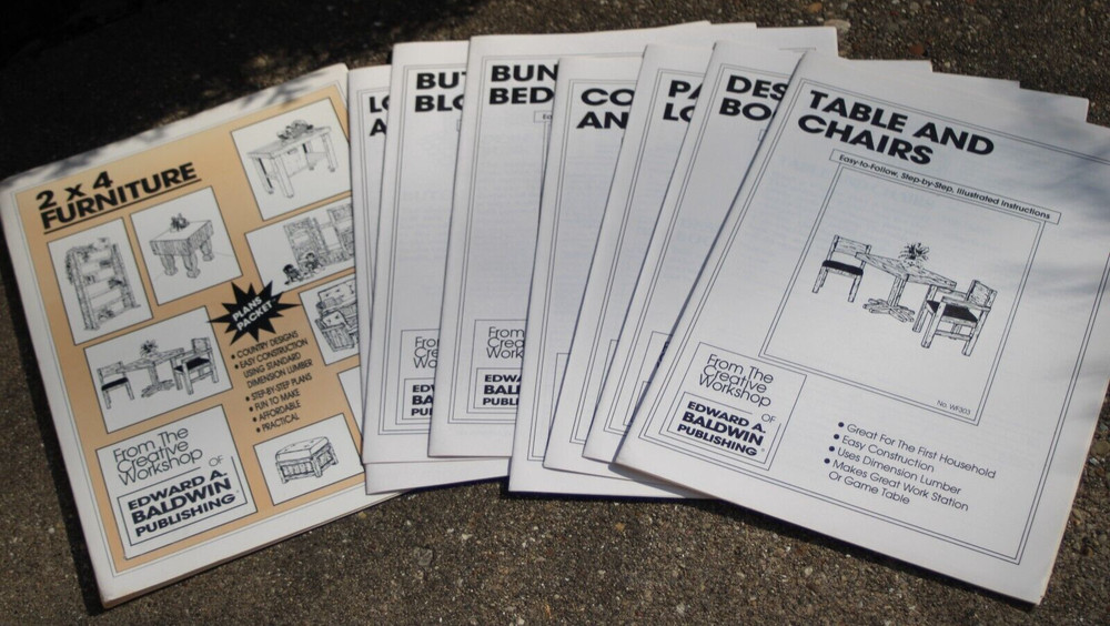 2 x 4 Furniture Plans Packets for 8 Different Projects from Wood Edward Baldwin
