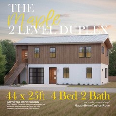 Maple two-level Duplex House Plan Design – 2200 SF – Modern Multifamily – Drawin