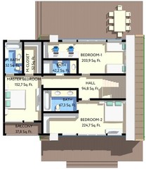 43’x29’ 3 Beds, 4 Baths Cozy A-Frame House Architecture Plans PDF Download.