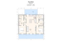 Modern Cabin Plan – 990 Sqft (Living) – 2bed-2 bath