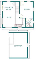 Cabin Plans 20×24 w/Loft Plan Package, Blueprints, & Material List