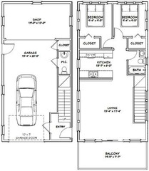 20×40 House — 2 Bedroom 1.5 Bath — 1,053 sq ft — PDF Floor Plan — Model 7B