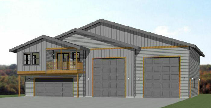 60×48 Apartment with 2-Car 2-RV Garage – PDF FloorPlan – 1,604 sqft – Model 1A