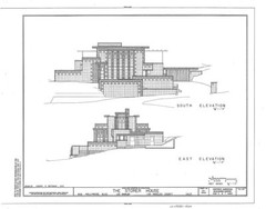 Frank Lloyd Wright, Storer House, California concrete block home, PRINTED PLANS