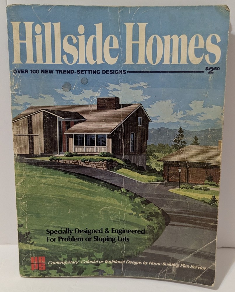 VTG 100 Multi-Level Hillside Home Plans Design Catalog Blueprints 1972 MCM