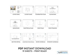 22′ X 22′ ADU 2 Car Garage with Loft Architectural Plans – PDF Download