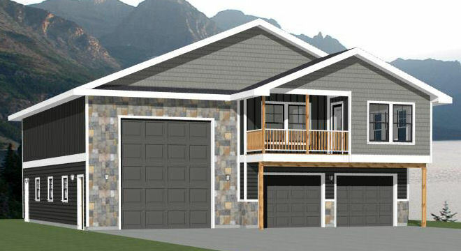 44×48 Apartment with 2-Car 1-RV Garage – PDF FloorPlan – 1,645 sqft – Model 5N