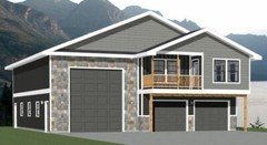 44×48 Apartment with 2-Car 1-RV Garage – PDF FloorPlan – 1,645 sqft – Model 5N