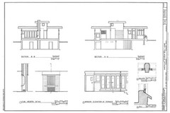 Frank Lloyd Wright, single story house plans, narrow lot, Prairie Style home