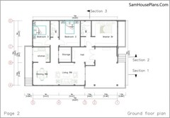 Modern House Plans 10×13 Meter 33×43 Feet 3 Beds 2 Baths Concrete Slab Hard Copy