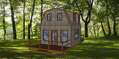 Small Cabin 16ft x 16ft 2 floors Gambrel Roof Build plans, lumber list -PDF