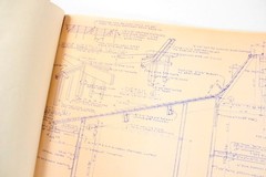 OCTAGON HOUSE PLANS Vintage 1950s Blueline Blueprint Set Mid-Century Modern Rare