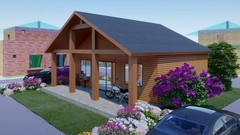 Generic 952 sqft Tiny Studio Cabin Plans: Open Concept with Kitchen, Living Area
