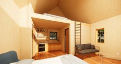 Modern ADU Cabin Plans 19×28 – Catskills Guest House – Tiny Home Blueprints