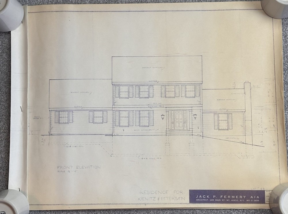 1960’s VTG Mid Century Modern House Blueprints Plan Kisco NY Complete 7 Pages