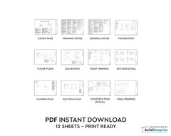 Modern 26′ x 34′ Willow Cabin Architectural Plans – PDF Download