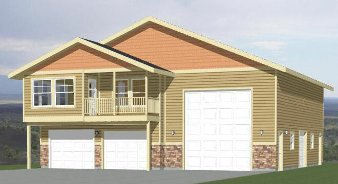 44×48 Apartment with 2-Car 1-RV Garage – PDF FloorPlan – 1,645 sqft – Model 5S