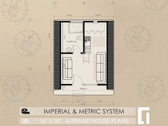 A-Frame House Cabin Plans -320SF- Blueprints – Modern, Bathroom and Loft