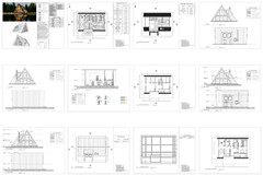 64’x50’ 2-Beds 3-Baths Charming A-Frame Architectural Plans CAD FILES Download