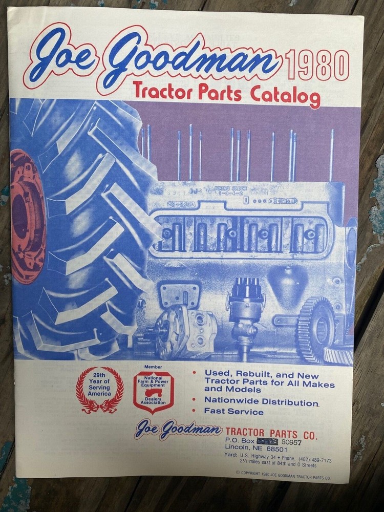 Vintage Original 1980 Joe Goodman Tractor Parts Catalog Lincoln NE