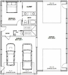 44×48 Apartment with 2-Car 1-RV Garage – PDF FloorPlan – 1,645 sqft – Model 5O