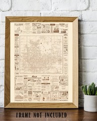 Phoenix Arizona Vintage City Map Mid Century Street Plan with Historic Ads