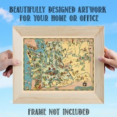 A Pictorial Journey Evergreen State 1935 Washington Map Wall Art Print
