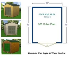 10×12 Storage Shed Plans Package, Blueprints, Material List & Instructions