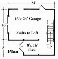 Cold Spring Car Barn & Shop with Loft – 3 Sets of Pole Barn Plans (eB-104×3)