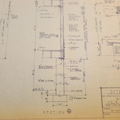 Vintage House Blueprint 33×17 1964 Mid Century Modern Drawing Art Glen Ellyn IL