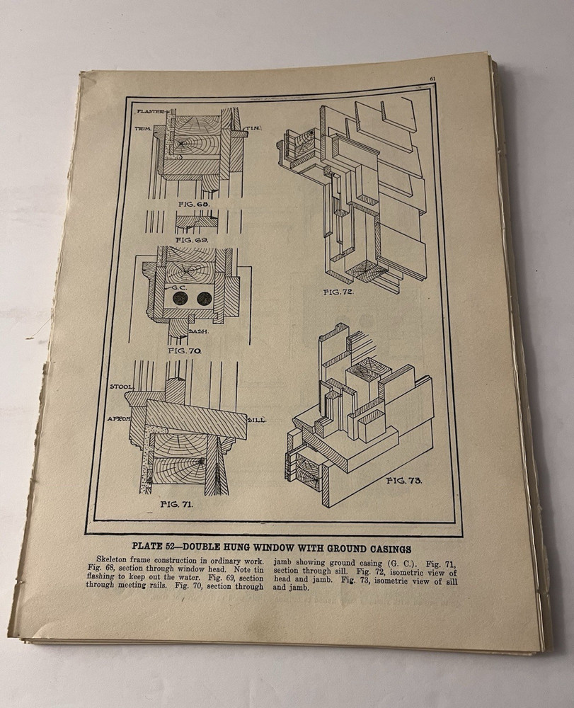 Original 1912 William A. Radford Window Framing Construction Plates Lot of 23 –