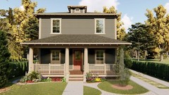 BLUEPRINTS AMERICAN FOURSQUARE TWO STORY HOUSE PLAN ARCHUP #112A4S