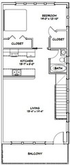 40×42 Apartment with 1-Car 1-RV Garage – PDF FloorPlan – 1,101 sqft – Model 4