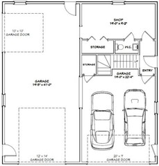 40×42 Apartment with 2-Car 1-RV Garage – PDF FloorPlan – 1,153 sqft – Model 1B
