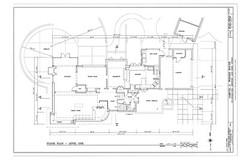 Mid-Century Modern home, stucco brick glass block, architectural PRINTED plans