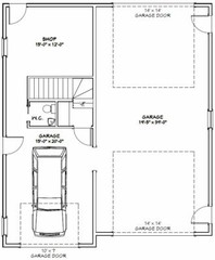 36×42 Apartment with 1-Car 1-RV Garage — PDF Floor Plan — 961 sqft — Model 2F