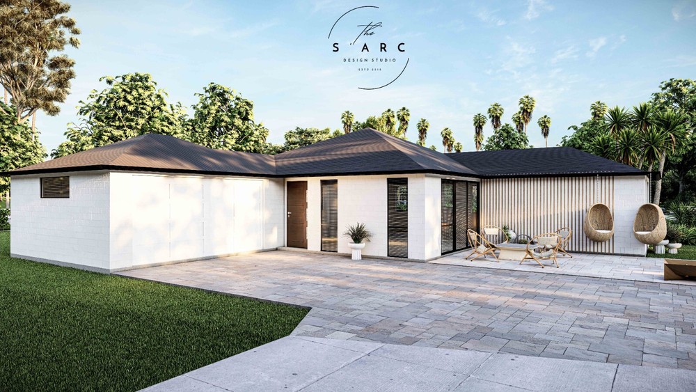 Modern Family House Plan, 168 sqm, One Story, Double Garage, 3 Bedroom, Cottage