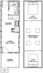 10×28 Tiny House — 476 sq ft — PDF Floor Plan — Model 4F
