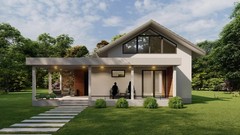 3-Bedroom House Floor Plans with 3D renders-1206SQF/112m2 Single bathroom