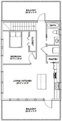 24×32 House — 1 Bedroom 1.5 Bath — 851 sq ft — PDF Floor Plan — Model 7D