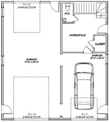 36×40 Apartment with 1-Car 1-RV Garage — PDF Floor Plan — 821 sqft — Model 1F