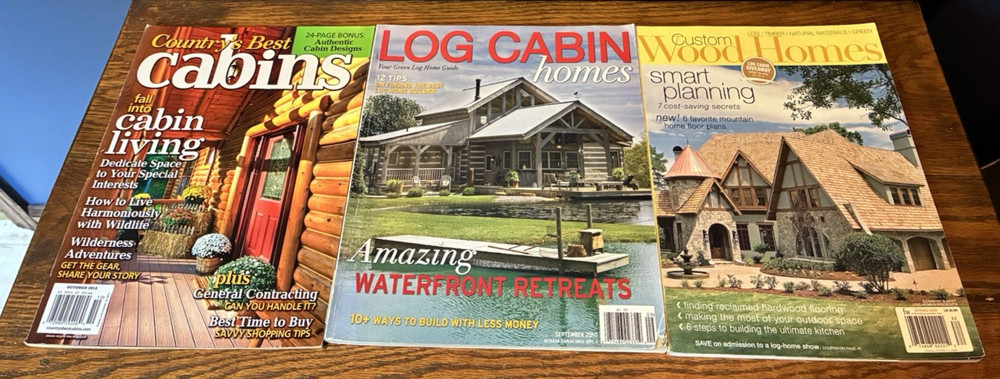 Log Cabin Home Plans Magazines Custom Wood Homes Lot of 3